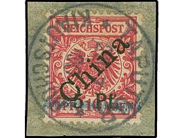1900, 2. Tsingtau-Ausgabe 5 Pf. auf 10 Pfg. lebhaftlilarot, Aufdrucktype 2, farbfrisch und gut gezähnt, sauber mit klarem EKr