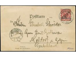 1900, 2. Tsingtau-Ausgabe 5 Pf. auf 10 Pfg. lebhaftlilarot, Aufdrucktype 1, farbfrisch und gut gezähnt, sauber mit klarem EKr