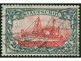 1905, Kaiseryacht 2½ $. grünschwarz/dunkelkarmin, 25:16 Zähnungslöcher, farbfrisch und gut gezähnt, sauber mit “TSINGTAU 1.11