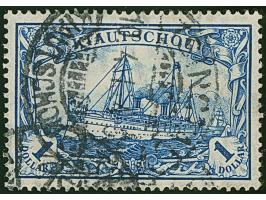 1905, Kaiseryacht 1 $. schwärzlichblau, 26:17 Zähnungslöcher, mit Retusche “Wertziffer 1 kreuzweise schraffiert”, farbfrisch 