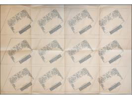 1840, Mulready envelope 2d. blue, complete unused sheet of 12, stereos A195-203 and A208-210, some folds and minor edge fault