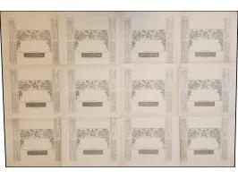 1840, Mulready lettersheet 1d. black, complete unused sheet of 12, stereos A16-19, 21-27 and 30, some folds as to be expected