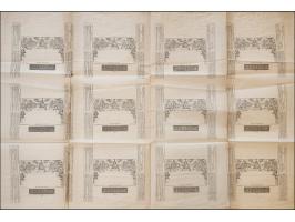 Mulready lettersheet 1d. black, complete unused sheet of 12, stereos A16-19, 21-27 and 30, some folds as to be expected, a fe