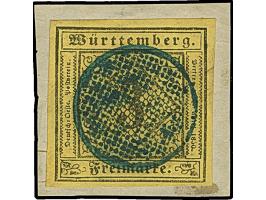 BACKNANG, der stumme Siebstempel, zentrisch und klar abgeschlagen auf 3 Kr. auf gelb, allseits breitrandig, auf kleine Briefs