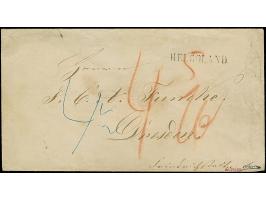 1853, "HELGOLAND." klarer Abschlag des Hamburger L1 auf Briefkuvert via Hamburg mit Ovalstempel "St. P.A. 5 Sep. 53" sowie pr