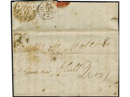 1813, Faltbrief datiert “Helegland Jan 14 1813” aus der berühmten Malcolm/Hull-Korrespondenz, taxiert mit "2/6", rückseitig D