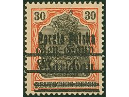1918, Germania 30 Pfg., “Gen.-Gouv. Warschau” with variety semi-glossy double overprint, unused, very fine. A very scarce sta