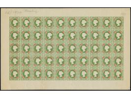 HAMBURGER: 1891/95, ½ Sch. grün/rosa, geschnitten, ohne Prägedruck, kompletter Bogen, postfrisch bzw. 2 Werte bzw. Rand ungeb