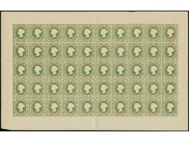HAMBURGER: 1891/95, ½ Sch. bronzegrün/rosa, durchstochen, kompletter Bogen, postfrisch, Prägung teils etwas ausgebrochen, im 