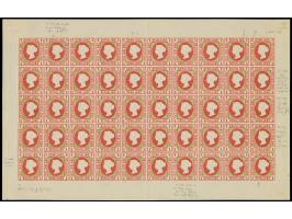 HAMBURGER: 1891/95, 1 Sch. rosakarmin/grün, durchstochen, mit Prägung, kompletter Bogen, Feld 17 mit typischem Zwickelfehler,