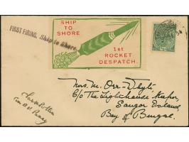 Indien: 1934, Rakete Nr. 1 vom 30.09., Brief mit grüner Vignette und Freimarke ½ A. mit Stempel “SAUGOR-ISLANDS 30.SEP.34” so
