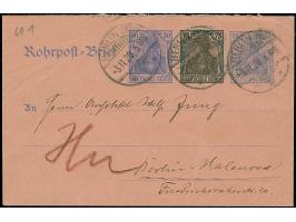 1920, amtlicher Rohrpostumschlag mit Zudruck Germania 30+75+35 Pfg. als tarifgerechte Verwendung mit Stempel “BERLIN 3.11.20 
