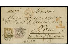 1867/68, Staatswappen 12 Kr. hellbraunviolett in Mischfrankatur mit 1868 6 Kr. ockerbraun, farbfrisch, voll- bis meist breitr