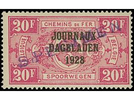 1928, 10 c.-20 Fr., overprinted “JOURNEAUX / DAGBLADEN / 1928”, handstamped “SPECIMEN”, type II, cpl. set of 18, the values 1