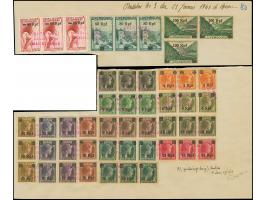 1941, 3-100 Rpf., je in Dreierstreifen (100 Rpf. unten etwas angetrennt), mit übergehenden Handstempeln “SPECIMEN / COLLECTIO