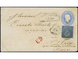 3 Kr. ultramarin, farbfrisch und gut gezähnt, mit Zackenkranz "24" als Zufrankatur auf Ganzsachenumschlag 6 Kr. ultramarin, m