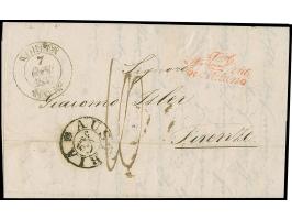 1847, “WOHLEN 7 OKT 1847” auf kpl. Faltbrief, via Mailand mit rotem L3 “TA Svizz via di Milano” nach Florenz, ausgewiesen “10