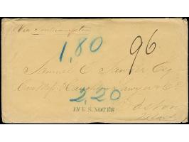 1863, letter from Buenos Aires to Boston, mailed with the branch packet “Mersey” to the “Magdalena” in Rio de Janeiro; on 11.