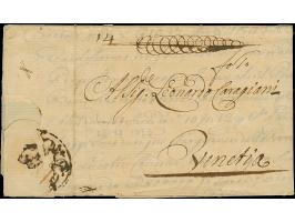 1733, folded letter mailed from London Foreign Branch to Venice, fully paid, with early franches &amp; franks cancel