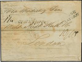 1822, "Oz at S8/D8 per Oz" on entire letter from writer to London, disinfection slits and slight marks, adjacent "ESPAGNE PAR