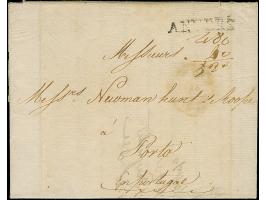 1814, "ANVERS". straight-line on entire unpaid letter to Porto, rated upon arrival in manuscript "480" reis foreign rate +"40