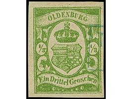 1861, ⅓ Sgr. moosgrün, farbfrisch und allseits breitrandig, leicht entwertet durch Ra. von Löningen. Tadellos. Fotoattest Ste