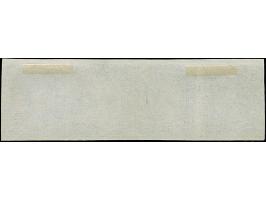 10 Ngr. milchblau, waagerechter Viererstreifen, leicht entwertet durch Nr. "1" DRESDEN; Oberrand ergänzt, sonst breitrandig. 