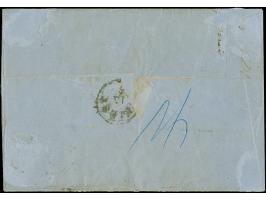 10 Ngr. milchblau, oben rechts kurz berührt, sonst voll-bis breitrandig, zusammen mit 1 Ngr. auf mattgraurot und 3 Ngr. auf g