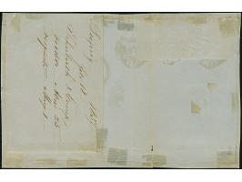 10 Ngr. milchblau, 5 Ngr. bräunlichrot und 2 Ngr. auf blau, als Streifen geklebt, mit verquetscht aufgesetzter Nr. "2" und ne