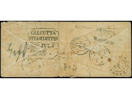 5 Ngr. ziegelrot, 2 Ngr. auf blau und 2 Einzelwerte 1851/63,3 Pfennig grün, mit Doppelkreisstempel Dresden-NEUST. 25 V 62 auf