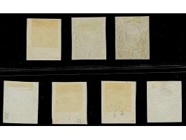 Meinholdsche Farbproben vom Januar 1856: 1 Ngr., 7 Stück in verschiedenen Farben/Nuancen, dabei die später verausgabten. Ungu