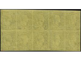 3 Ngr. auf dunkelgelb, kompletter Schalterbogen von 10 Werten, links teils berührt, sonst voll- bis überrandig, ungebraucht m