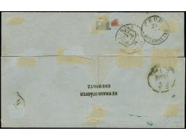 3 Ngr. auf gelb, 2 Einzelwerte, mit ½ Ngr. auf grau und 1851/63, 3 Pfg. grün, letztere voll-bis breitrandig, mit Doppelkreiss