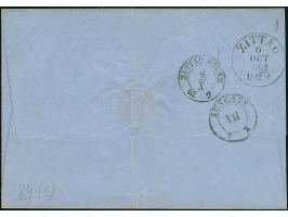 ½ Ngr. auf grau, waagerechtes Paar, voll- bis breitrandig, mit klar aufgesetzter Nr. "89" und nebengesetztem Rahmenstempel "S