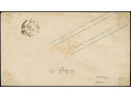 ½ Ngr. auf grau, 2 Einzelwerte (eine oben etwas berührt) als Zufrankatur auf Ganzsachenumschlag 1 Ngr. rosa, mit Nr. "5" (gro