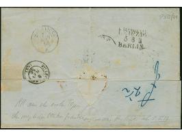 3 Ngr. auf gelb, 2 Ngr. auf blau und ½ &nbsp;Ngr. auf grau, letztere voll- bis breitrandig, die anderen einseitig berührt, mi