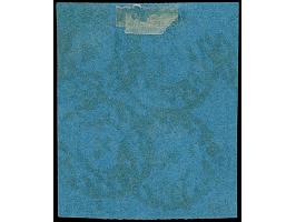 2 Ngr. auf blau im 4er-Block, die linke obere Marke oben teils minimal berührt, sonst voll- bis meist breitrandig, sauber ent