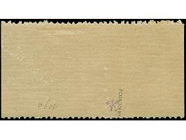 Tunis-Päckchenmarke mit breitem rechten Bogenrand, die senkrechte Zähnung nur ganz schwach angedeutet, daher links mit der Sc