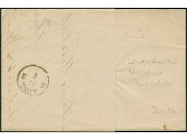 1 Ngr. auf mattgraurot (dunkel Nuance) im waagerechten Paar, unten berührt, sonst voll- bis breitrandig, teils leicht verfärb