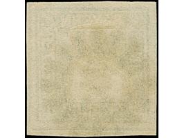 1 Kreuzer schwarz, Platte 1, farbfrisch und allseits breitrandig, unten mit kleinem Teil der doppelten Trennungslinie, sauber