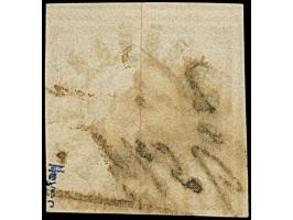 6 Kreuzer braunorange, voll- bis breitrandig, oben mit vollständiger doppelter Trennungslinie, sehr schön entwertet durch zen