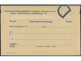 RADIO-TELEGRAMM, Zeppelin Vordruck, ungebrauchter Briefumschlag mit rückseitig perforierter Empfangsbescheinigung der Deutsch