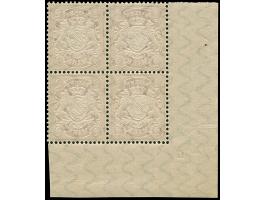 1890, unverausgabte 2 Mark mittelbräunlichlila, linker unterer Eckrand-4er-Block mit Pl.-Nr. "17", postfrisch. Einwandfrei un