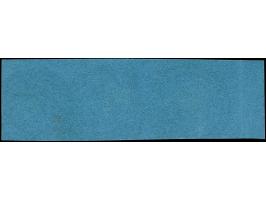 3 Kreuzer auf dunkelblau, waagerechter Dreierstreifen, allseits überrandig, mit Teilen aller 8 Nachbarmarken und links ca. 11