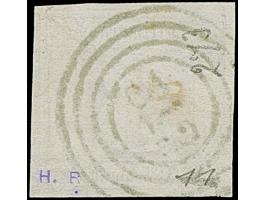 3 Silbergroschen bräunlichrot, farbfrisch und allseits überrandig, mit Teilen von 4 Nachbarmarken und schmalem Bogenrand link