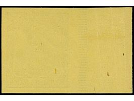 1902, Germania 5 Pfg. als ungezähnter Probedruck in Grün auf hellrötlichgelbem Papier ohne Gummierung, Randstück mit senkrech