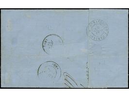 20 C. grauultramarine, Spitzen nach oben, entwertet durch EKr. “SENNHEIM 6 7 71” in Doppelfrankatur mit Napoleon 5 C. grün (z