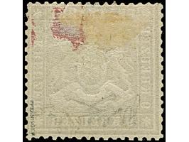 9 Kr. lilarot, schöne tiefe Farbe und gut gezähnt, schöne Wappenprägung, ungebraucht mit frischem Originalgummi, kleinen Anha