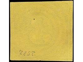 3 Sgr. auf maisgelb, allseits überrandig, mit Teilen aller 8 Nachbarmarken (sogenannter 'Kleiner 9er-Block'), zentrisch entwe