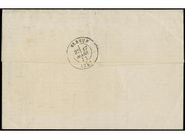 10 C. ockerbraun, Spitzen nach oben, in Doppelfrankatur mit Napoleon 20 C. blau, je entwertet durch GC “85” auf kompletter Fa